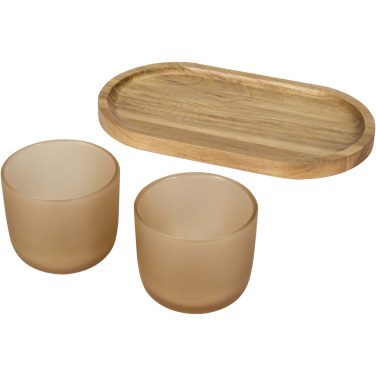 Logo trade advertising products picture of: Male wooden serving tray and glass cups set