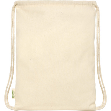 Logo trade promotional giveaways image of: Odisha 100 g/m² OCS organic drawstring bag 5L