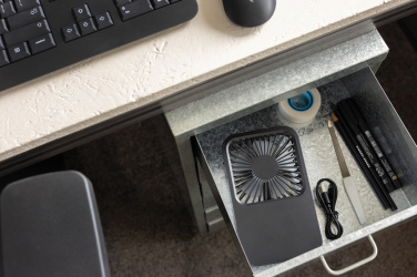 Logo trade promotional products picture of: Aervina RCS recycled plastic re-chargeable desk fan