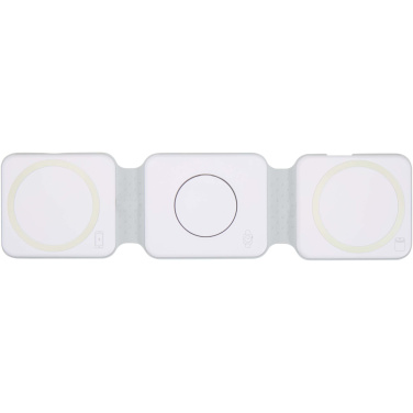 Logo trade business gifts image of: Armus 3-in-1 15W recycled plastic foldable wireless charger