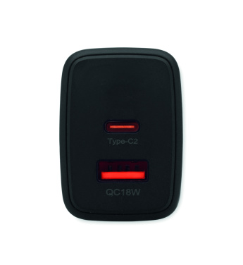 Logo trade business gift photo of: EU 2-pole wall adapter/charger