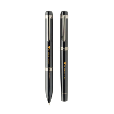 Logo trade promotional giveaways image of: Swiss peak OSLO recycled stainless steel deluxe pen set