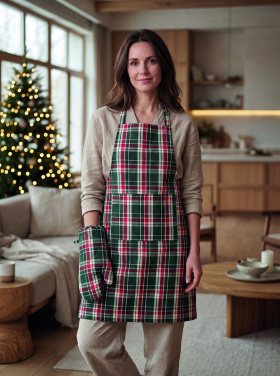 Logotrade promotional giveaway image of: Chequered cotton kitchen set