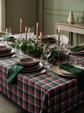 Logo trade promotional gift photo of: Chequer cotton tablecloth set
