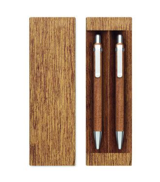 Logo trade promotional item photo of: Acacia wood pen and pencil set