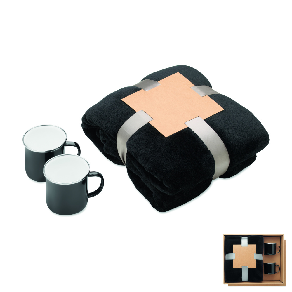 Logotrade corporate gift picture of: Fleece blanket & 2 mugs set
