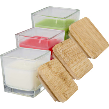 Logotrade advertising product picture of: Ambra square glass candle with bamboo lid