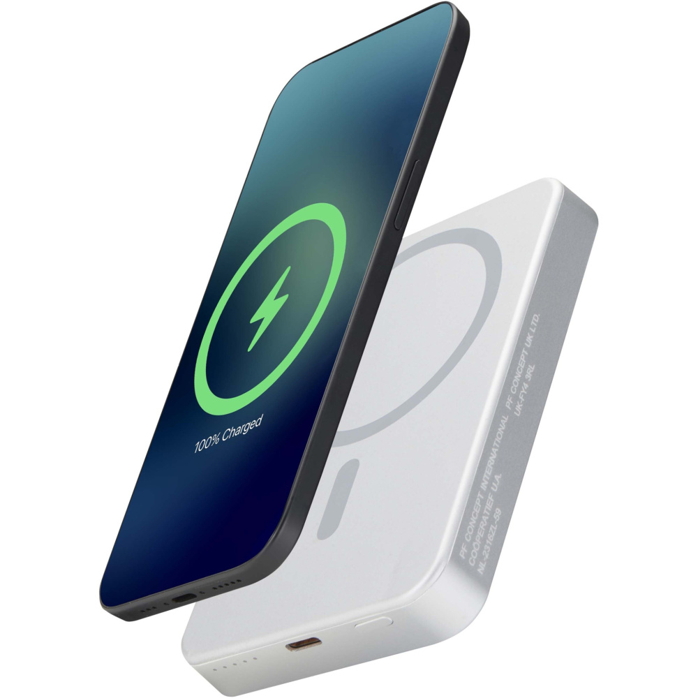 Logo trade promotional gifts image of: Avis 10.000 mAh RCS recycled aluminium magnetic power bank 