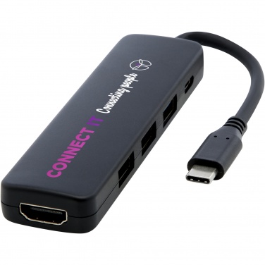 Logotrade reklaamtoote foto: Loop RCS taaskasutatud plastist multimeediumiadapter USB 2.0-3.0 HDMI-pordiga