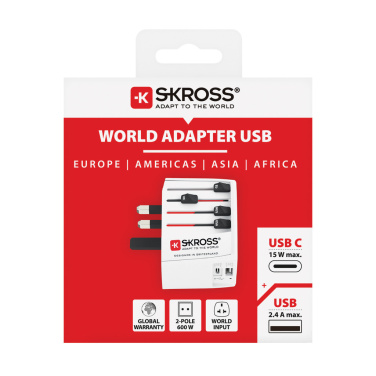 Logotrade ärikingituse foto: SKROSS World Travel Adapter MUV 2-pooluseline USB A ja C-ga