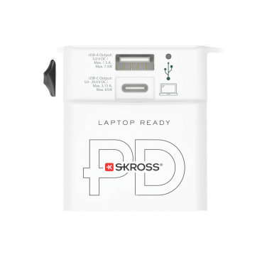 Logo trade reklaamtoote pilt: SKROSS World Travel Adapter MUV 65W PD USB C kaabliga