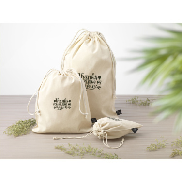 Logo trade meened foto: Naturaalsest GRS-i taaskasutatud puuvillast kingikott (150 g/m²) S