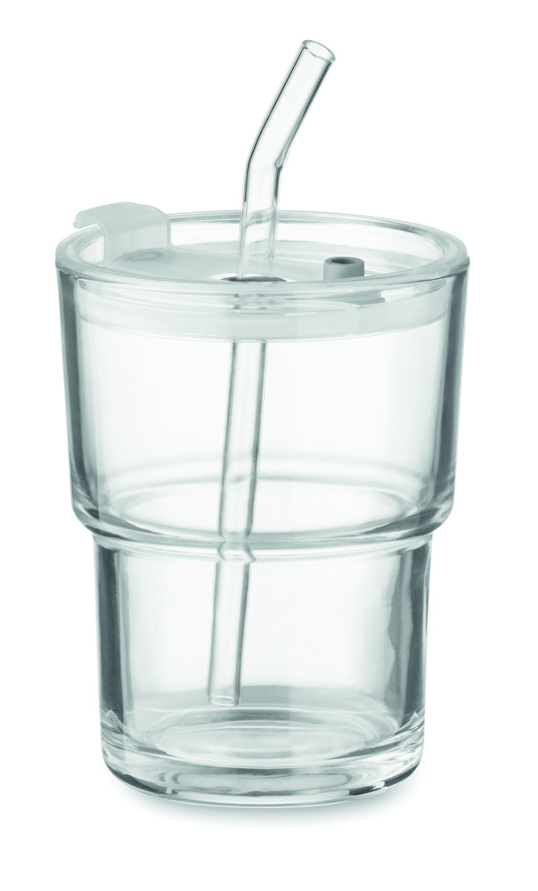 Logotrade ärikingituse foto: SIP klaasist joogitops kõrrega 400ml