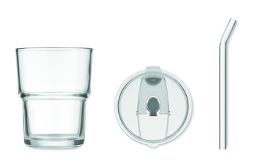 Logotrade firmakingid pilt: SIP klaasist joogitops kõrrega 400ml
