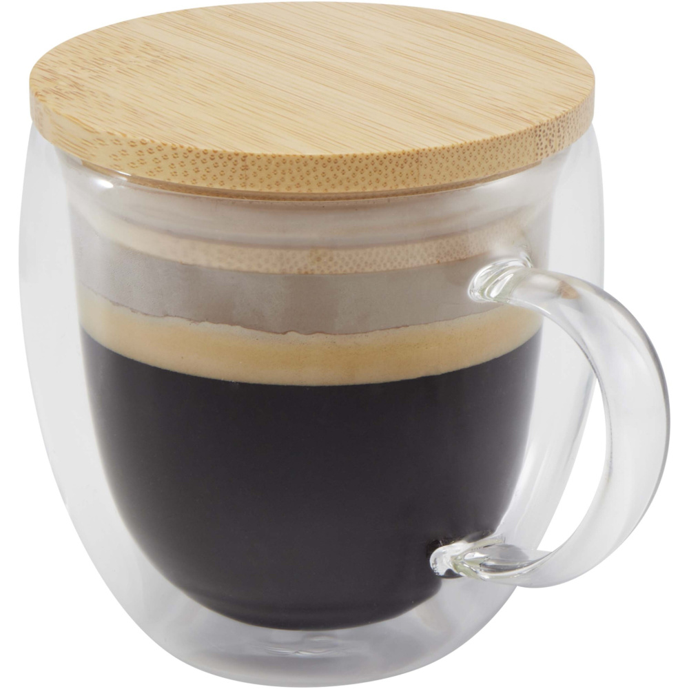 Logo trade firmakingituse pilt: Lenora 250 ml klaasist tass bambusest kaanega