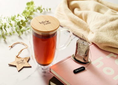 Logotrade meened pilt: Topeltseinaga klaasist kruus kaanega 450ml