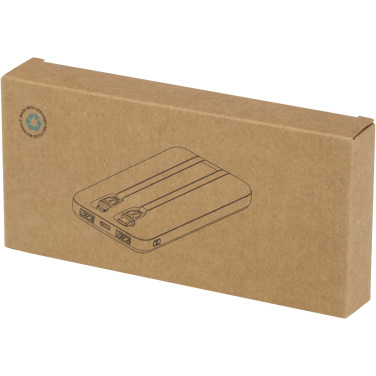 Logotrade reklaamkingituse foto: Adhil 10 000 mAh 10W taaskasutatud plastist akupank kahe sisseehitatud kaabliga
