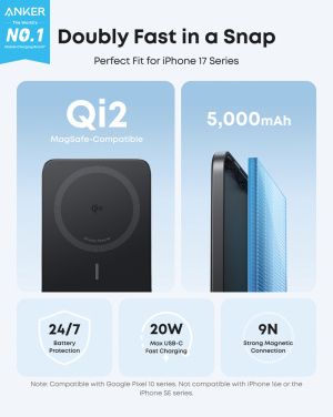 Logotrade firmakingitused pilt: Anker Nano Wireless Power Bank 5K 15W MagGo slim Qi 2.0