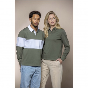 Logo trade mainoslahja ja liikelahja tuotekuva: Clyde unisex organic rugby polo sweatshirt