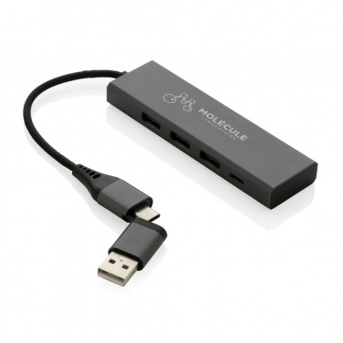 Logotrade mainoslahja tuotekuva: Terra RCS alumiininen USB-hub 3 portilla