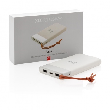 Logo trade mainostuote kuva: Aria 8000 mAh 5 W:n langaton varavirtalähde
