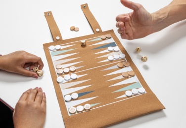 Logo trade mainoslahja kuva: Britton taitettava backgammon -ja tammipelisetti korkista