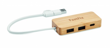 Logotrade liikelahja mainoslahja kuva: 3 portin USB-keskitin bambua