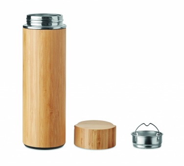 Logo trade liikelahja mainoslahja tuotekuva: Bambu termospullo 400 ml TAMPERE