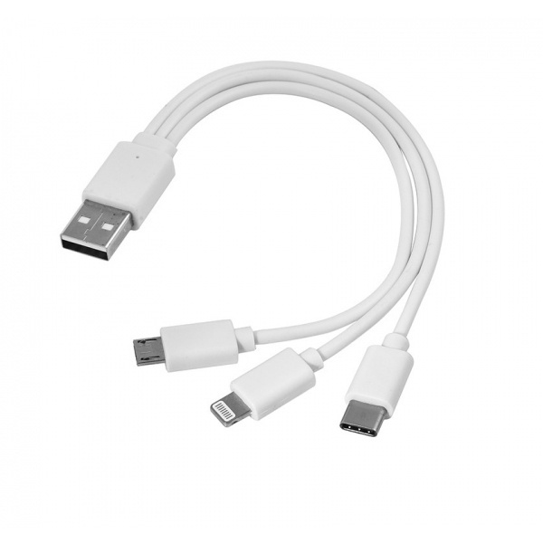 Logotrade mainoslahjat ja liikelahjat tuotekuva: 3 in 1 USB-kaapeli tyyppi c + micro USB + lightning