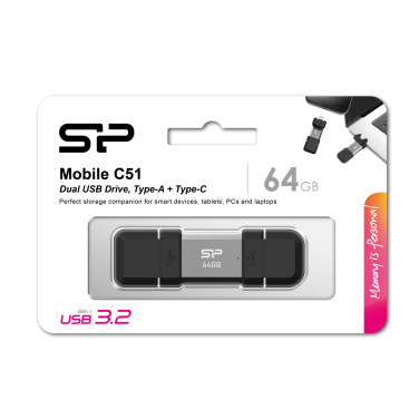 Logo trade mainoslahja ja liikelahja tuotekuva: Pendrive Silicon Power Mobile - C51 3.2, 64 Gt