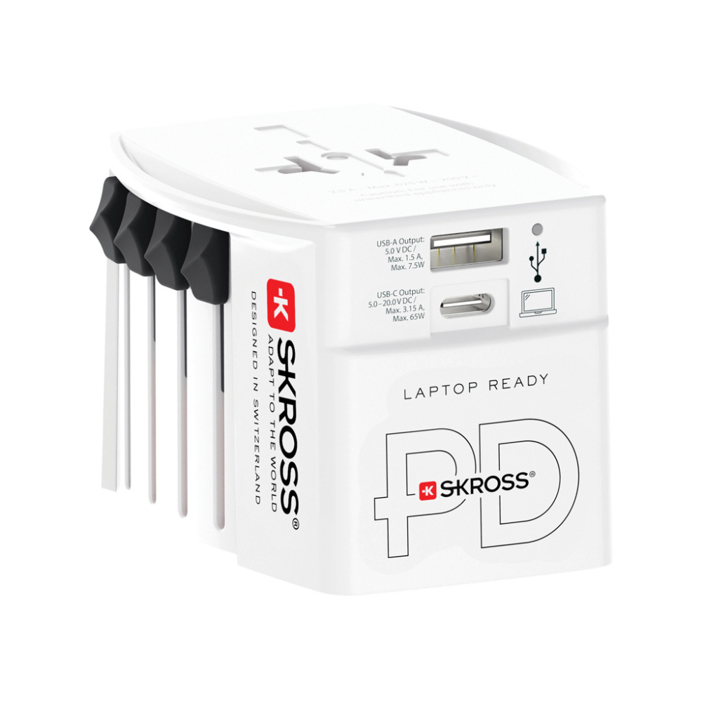 Logo trade mainoslahja kuva: SKROSS World Travel adapteri MUV 65W PD USB C -kaapelilla