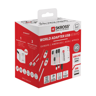 Logo trade mainostuotet tuotekuva: SKROSS World Travel adapteri MUV 65W PD USB C -kaapelilla