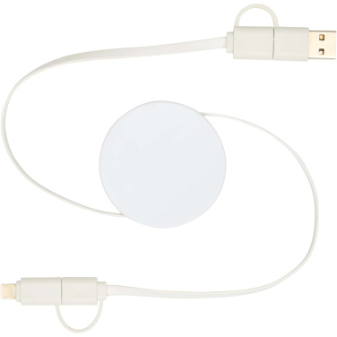Logo trade liikelahjat tuotekuva: Citala kierrätysmuovinen 40 W:n ja 90 cm:n sisäänvedettävä datasynkronoiva 5-in-1-pikalatauskaapeli