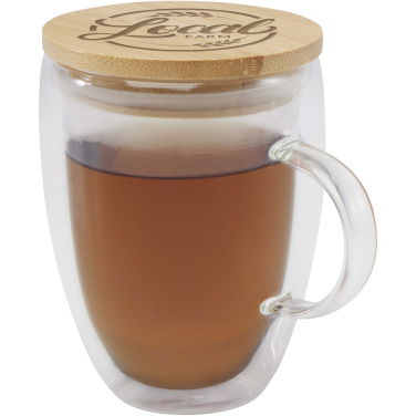Logotrade liikelahja mainoslahja kuva: Leona 350 ml:n lasikuppi bambukannella