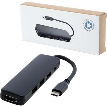 Logotrade reklaminiai produktai nuotrauka: Loop RCS perdirbto plastiko daugialypės terpės adapteris USB 2.0-3.0 su HDMI prievadu