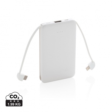 Logotrade dovana nuotrauka: 5 000 mAh kišeninis maitinimo blokas su integruotais laidais