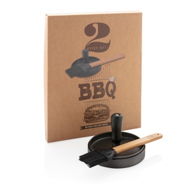Logotrade reklaminiai produktai nuotrauka: BBQ rinkinys su mėsainių presu ir šepetėliu