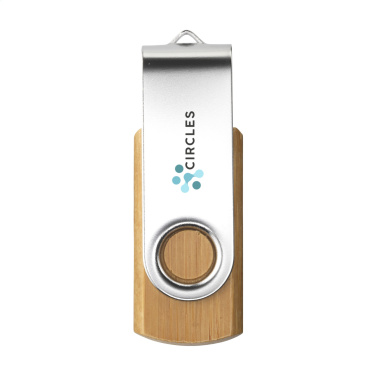 Logotrade firminės dovanos nuotrauka: USB Twist Bamboo iš sandėlio 8 GB