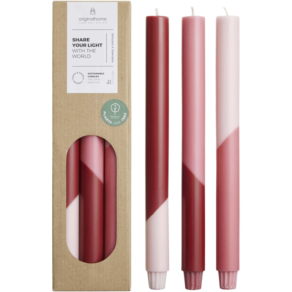 Logotrade verslo dovanos nuotrauka: Originalhome Eden įstrižos žvakės - 3 vnt. rinkinys