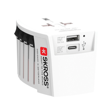 Logotrade dāvanas foto: SKROSS World Travel Adapter MUV 2-polu ar USB A un C