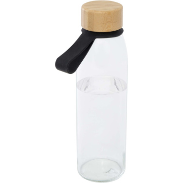 Logotrade ziemassvētku dāvanas foto: Porto 500 ml stikla ūdens pudele ar silikona rokturi un bambusa vāku