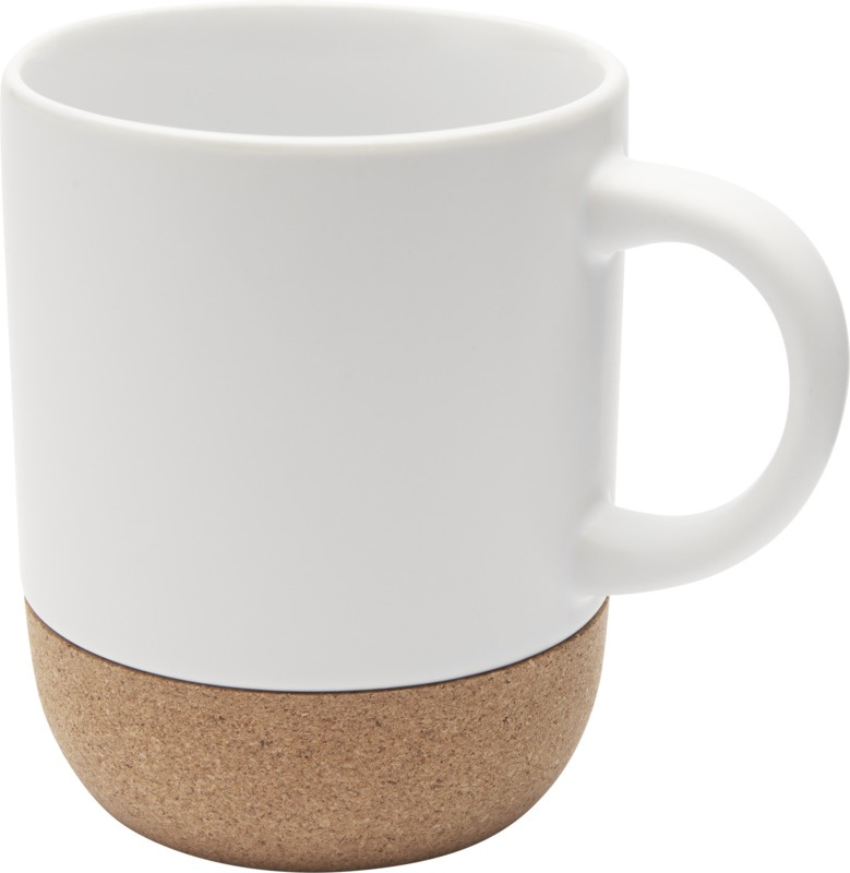 Logotrade logo dāvanas foto: Billie 300 ml keramiskā krūze ar korķa detaļām un matētu apdari