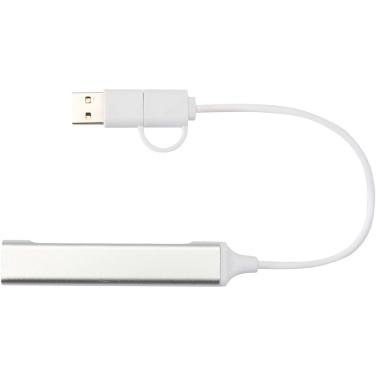 Logotrade Ideja dāvanas foto: Alkaid 4 portu pārstrādāta alumīnija USB-A un C tipa centrmezgls ar divām ieejām