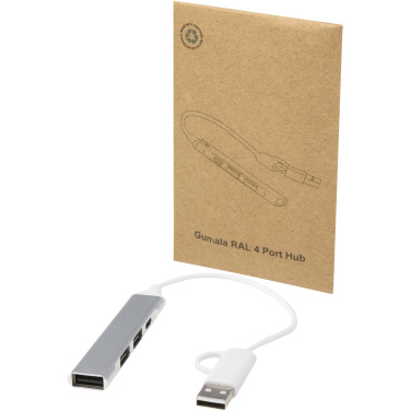 Logotrade logo dāvanas foto: Alkaid 4 portu pārstrādāta alumīnija USB-A un C tipa centrmezgls ar divām ieejām