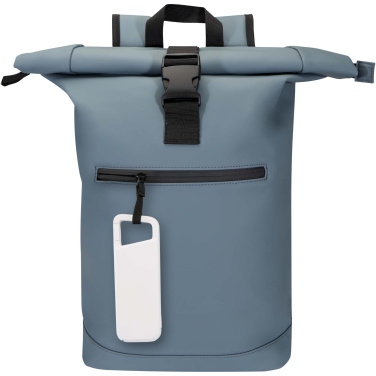 Logotrade logo dāvanas foto: Alkes 5000 mAh 12W ūdensizturīgs pārnēsājamais akumulators no pārstrādātas plastmasas ar karabīni