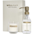 Wellmark Discovery 250 ml roku ziepju dozators un 150 g aromātisko sveču komplekts, Balts