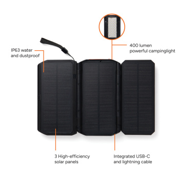Logotrade korporatīvās dāvanas foto: Nordic Drift Titan 10.000mAh saules enerģijas lādētājs ar 3 paneļiem