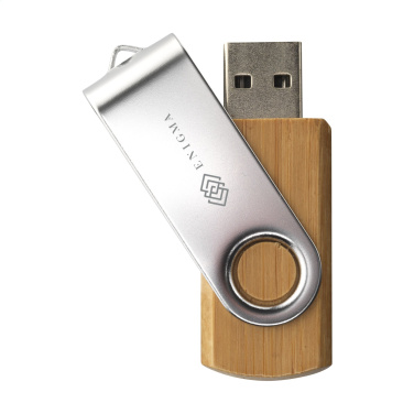 Лого трейд pекламные подарки фото: USB Twist Bamboo со склада 8 ГБ