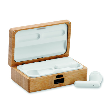 Логотрейд pекламные подарки картинка: TWS earbuds in bamboo case