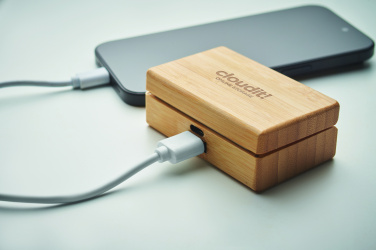 Лого трейд pекламные продукты фото: TWS earbuds in bamboo case